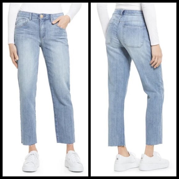 WIT & WISDOM 'Ab'Solution High Waist Raw Hem Crop Slim Straight Leg Jeans 6 NWT - Picture 1 of 15
